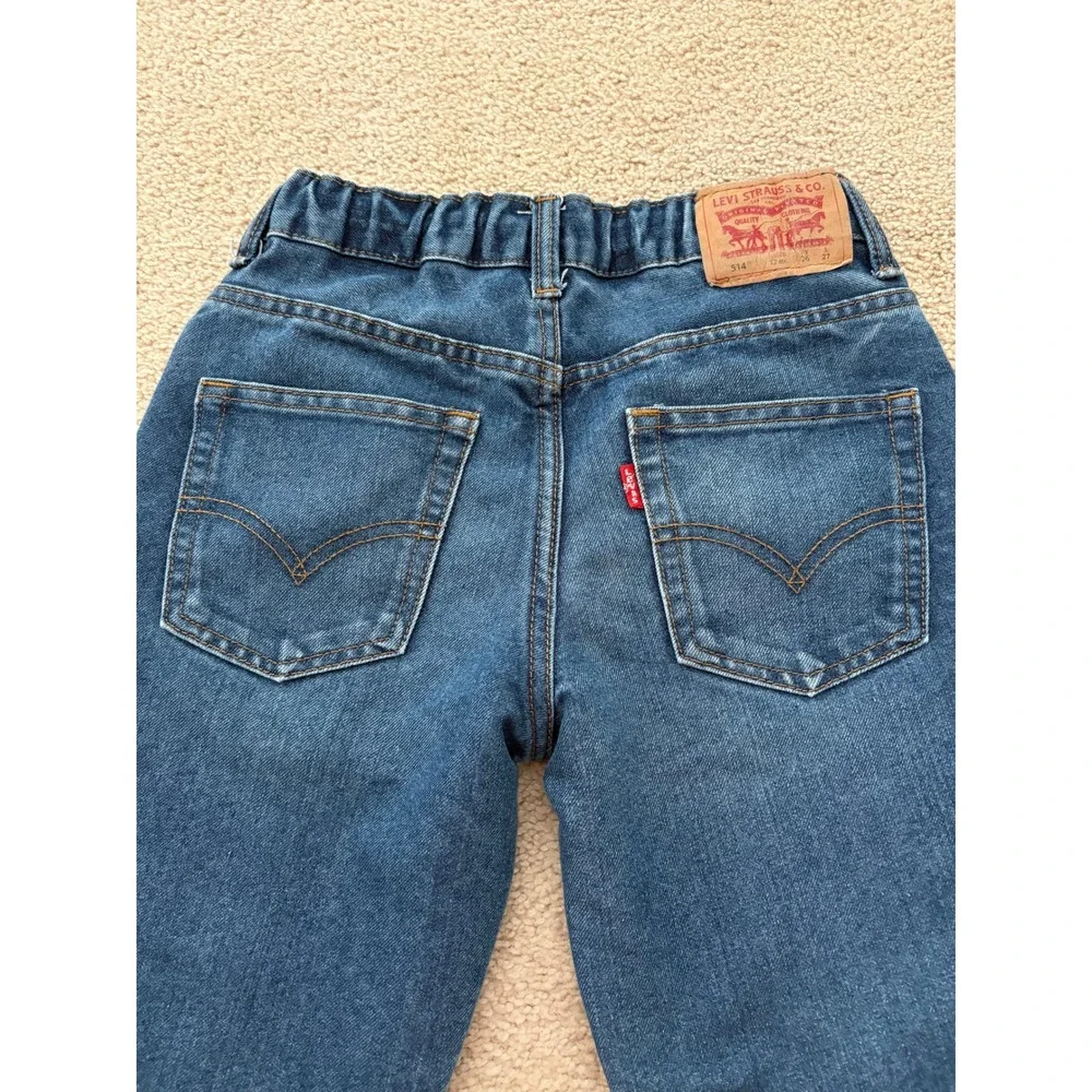 Levis Kids 514 Straight Leg Jeans Size 12 Medium Wash Blue Adjustable Waist